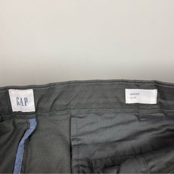 GAP NWT Gray Slim Khaki Chino Pants Men’s Size 40x32 - Picture 4 of 10